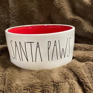RAE DUNN Santa Paws Dog Bowl 6” X 2 3/4” Red and White
